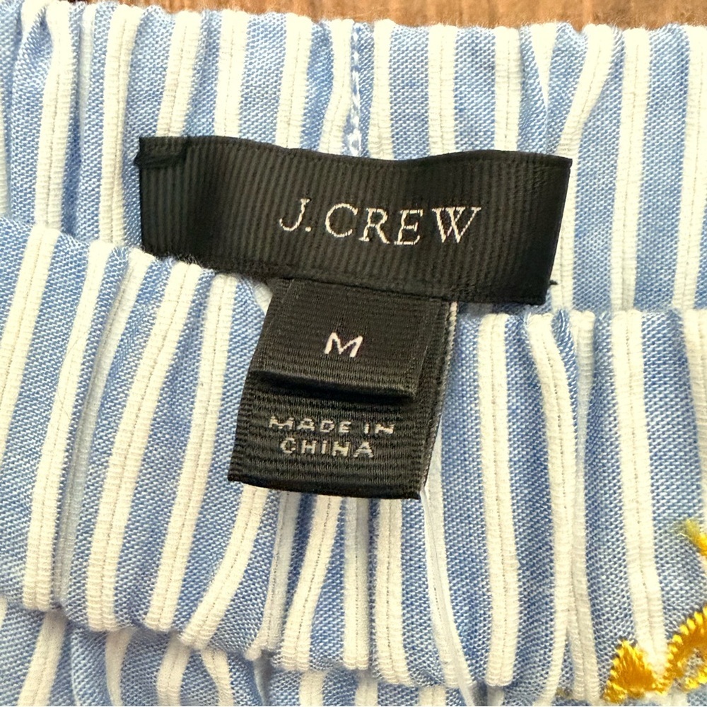 J. Crew NWT Blue White Striped Pineapple Embroidered Tiered Maxi Skirt Size M - Picture 2 of 8